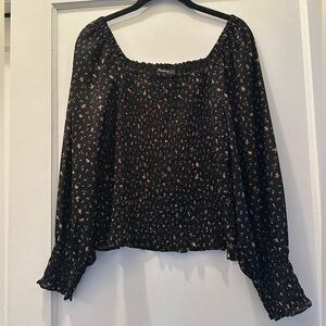 MADEWELL FLORAL BLOUSE | SIZE: S | BLACK & YELLOW/ ORANGE FLORAL